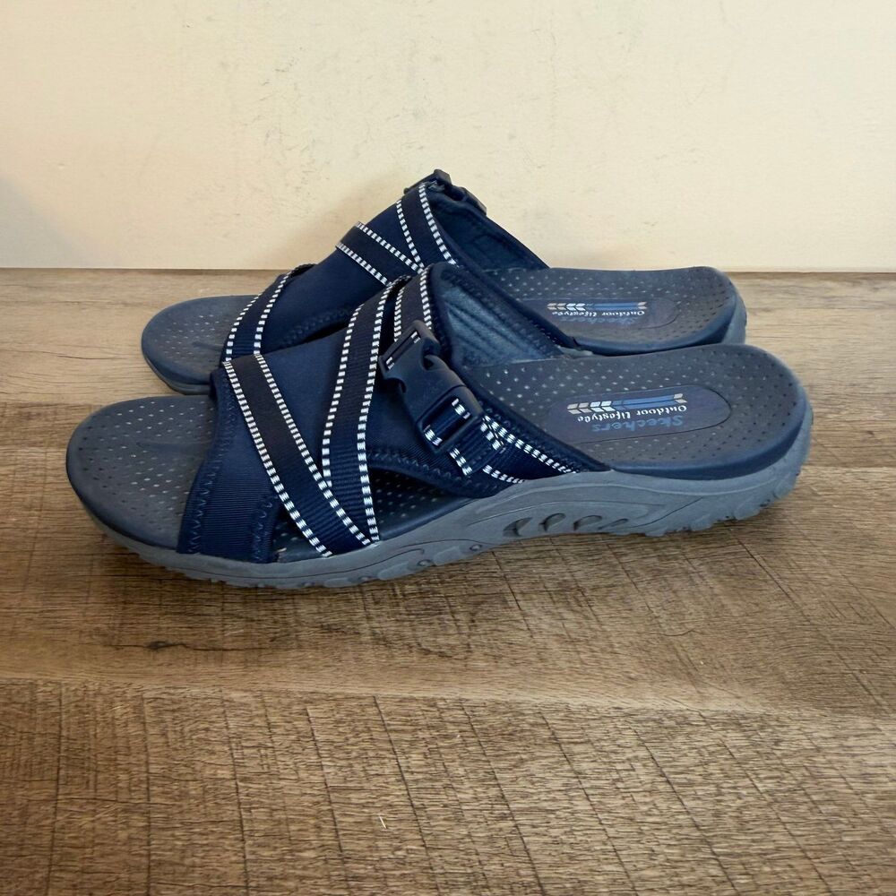 SKECHERS Outdoor Lifestyle Womens Size 9 Perfect Planning Slide REGGAE Navy Blue